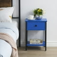 thumbnail image 4 of VECELO Nightstand with Drawer and Storage Shelf, X-Design, Dark Blue, 4 of 8