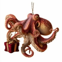 Honmine Christmas Octopus Series Ornaments, 8 Arm Sea Themed Holiday Hanging Decor, Marine Creature Decorations for Tree, Home, Party Display
