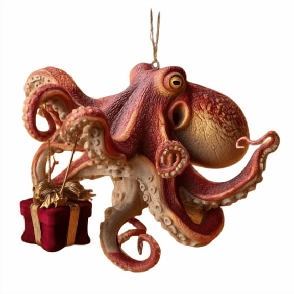 Honmine Christmas Octopus Series Ornaments, 8 Arm Sea Themed Holiday Hanging Decor, Marine Creature Decorations for Tree, Home, Party Display
