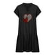 thumbnail image 4 of Puntoco Vestido De Manga Corta Con Cuello En V, Vestido De Falda Con Vuelo De Algodón Y Lino Estampado De Manga Corta Con Cuello En V De Verano Para Mujer Negro M, 4 of 5
