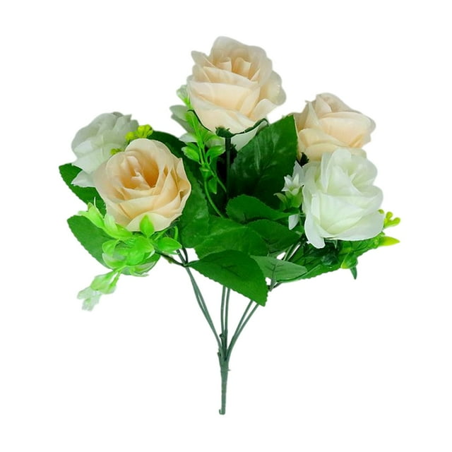 Aihimol Bouquet de Roses Simulation Fête des Mères Grand Lot de 6 Têtes Ornement de Table à Manger Salon Fleurs
