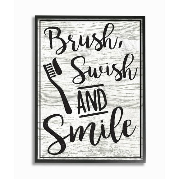 The Stupell Home Decor Collection Brush Swish And Smile Framed Wall Art