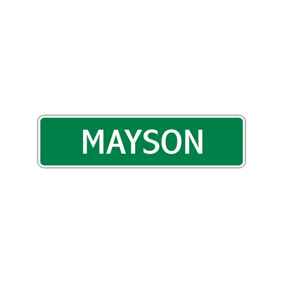 Mayson Boys Children Name Letter Printed Label Indoor Outdoor Unique Novelty Wall Plaque Decoration Aluminum Metal Sign 4"x13.5"