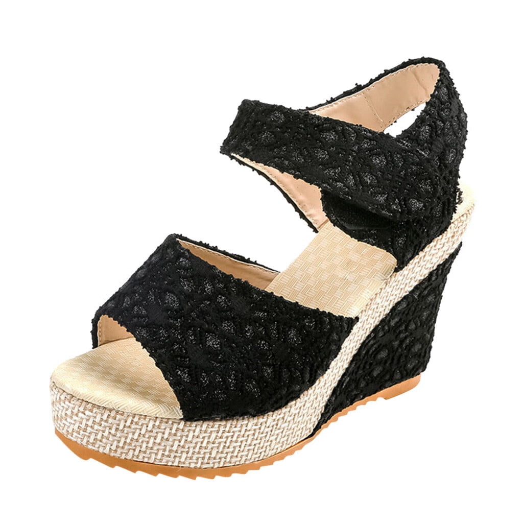 Women Casual Artsy Leather Flowe Platform Sandals