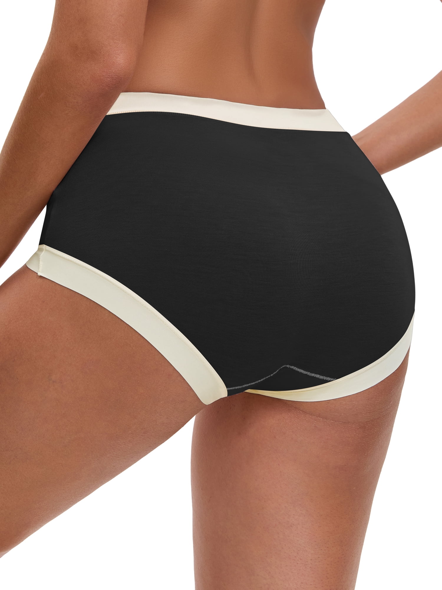 DARING DIVA Women's Plus Full Coverage High Waisted Invisible Panties S Black