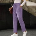 thumbnail image 2 of WULMLEO Corduroy Pants for Older Women Elastic High Waisted Pull On Soft Comfortable Loose Fit Slacks with Pockets Purple 3XL, 2 of 5