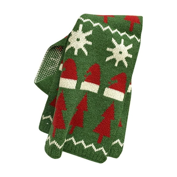 Rohuuque Christmas Boys And Girls' Scarves Cute Thick And Warm Scarves For Kids Free Size Green