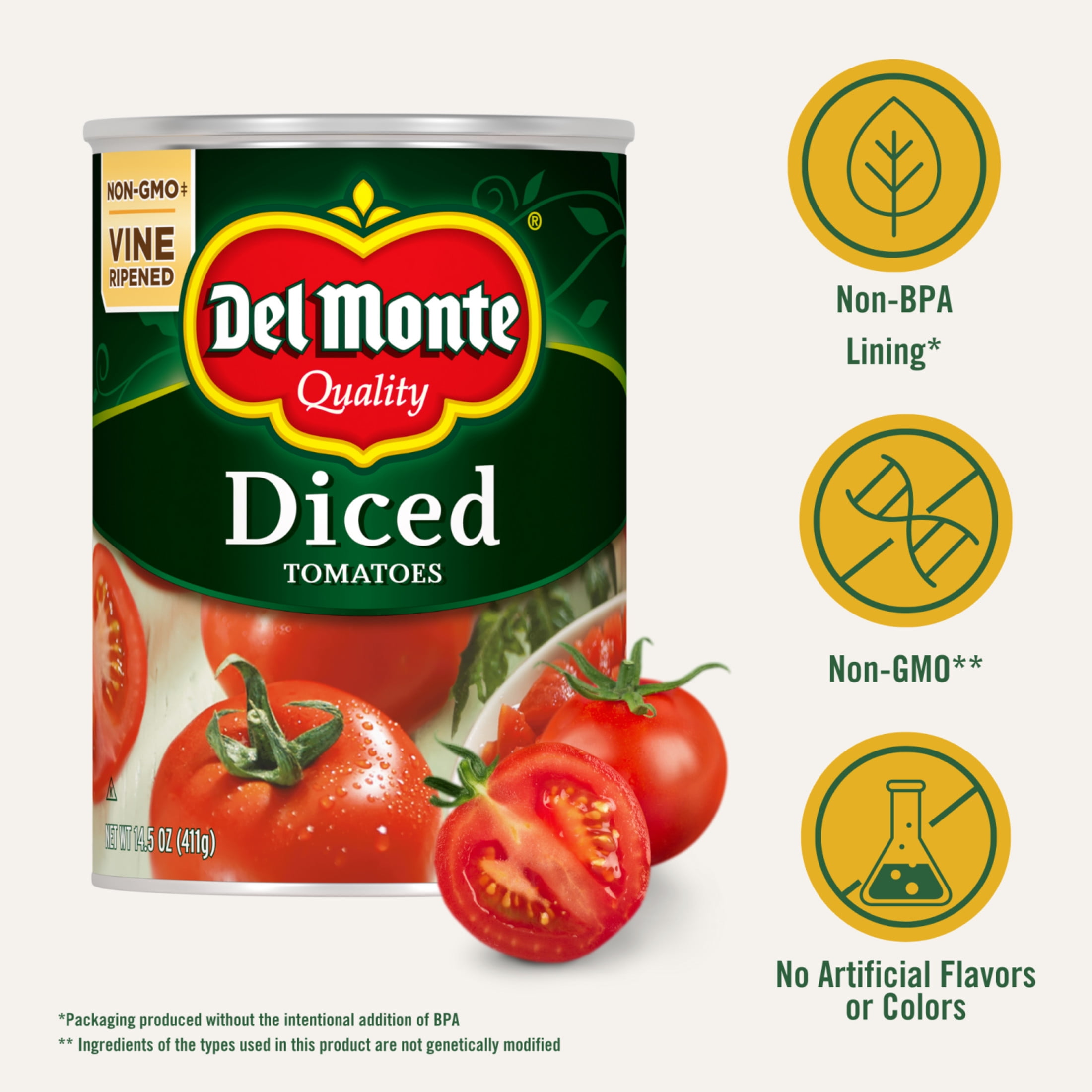 Del Monte Canned Diced Tomatoes, 14.5 oz Can