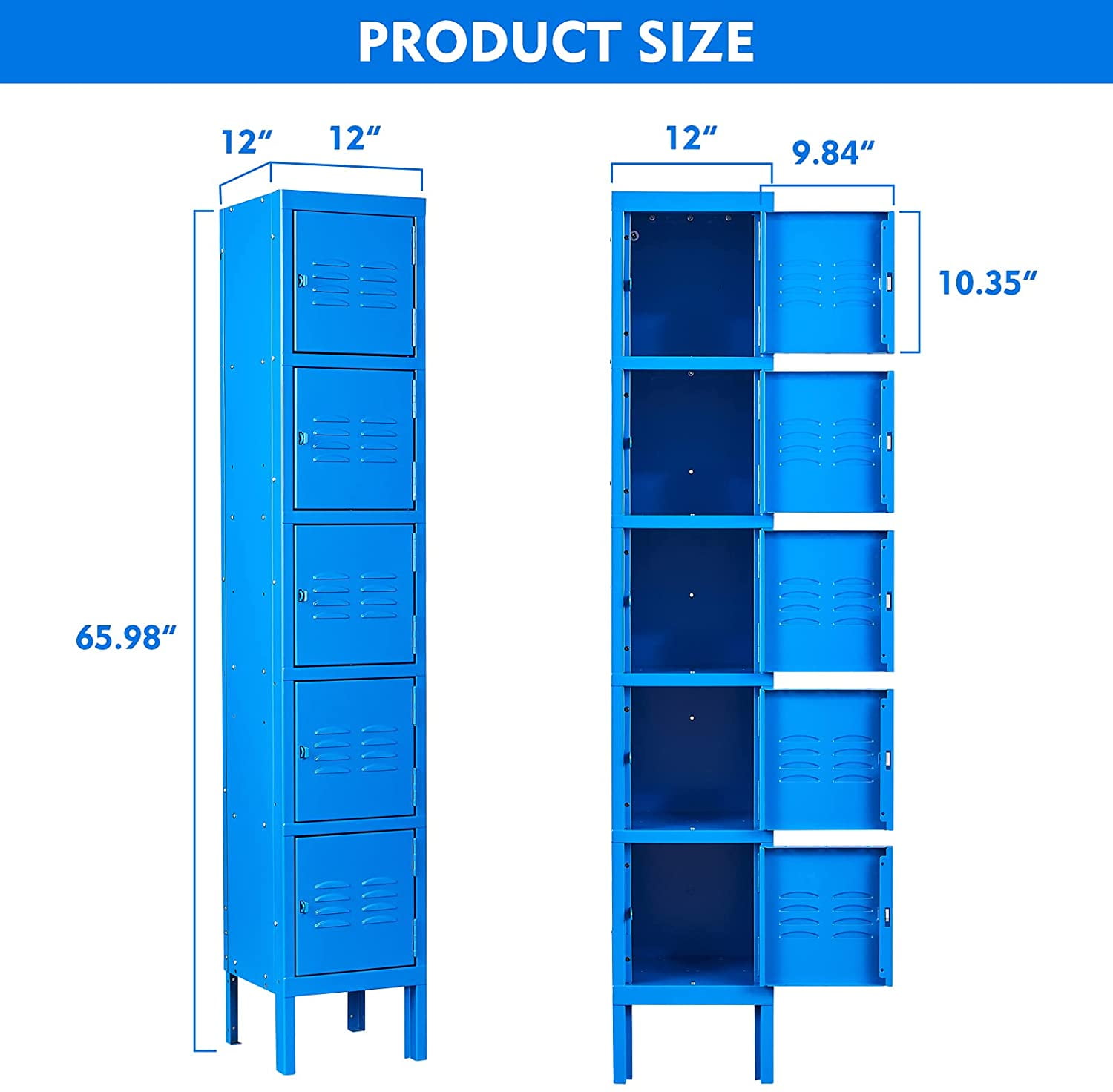 Fesbos Metal Lockers, 5/3 Doors Employees Locker,Steel Storage Cabinet for  School /Gym/ Home /Office/Mudroom/Industrial Lockers(Grey/Blue) -  Walmart.com