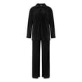 thumbnail image 2 of VISgogo Conjunto de Traje Femenino de 2 Piezas, Camisa de Manga Larga con Solapa de Color Sólido + Pantalones Largos Sueltos para Mujer, S/M/L/XL/XXL VISgogo moda, 2 of 9