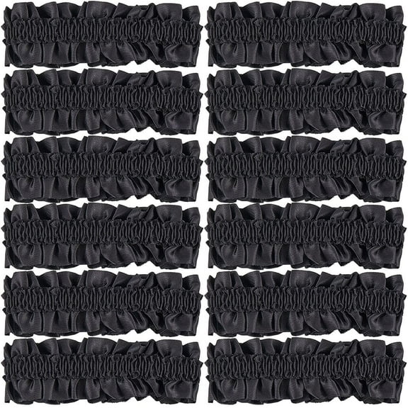 6Pair Polyester Elastic Garters Anti-slip Armbands Garment Accessories Black 36mm.