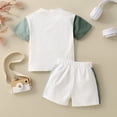 thumbnail image 3 of Hiiyo Infant Boys Outfits Color Block Letter Print Short Sleeve T Shirt Shorts 2Pcs Set, 3 of 8