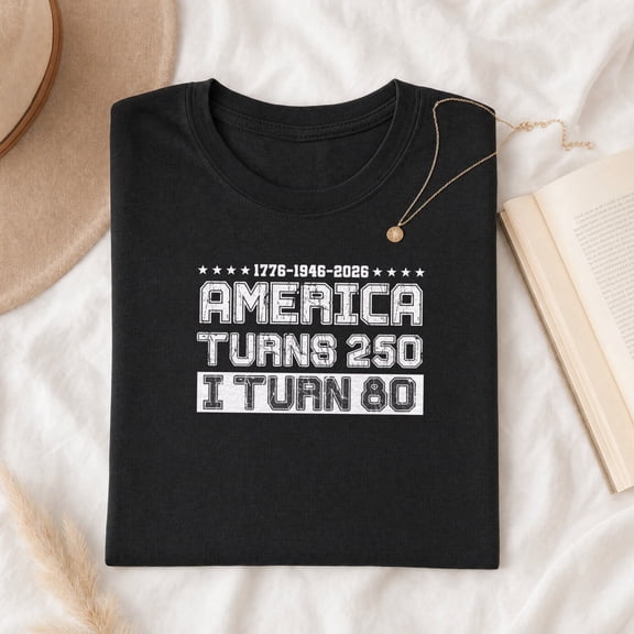 Jollimate America Turns 250 I Turn 80 Shirt, 1946 Patriotic 80th Birthday Gift Tee