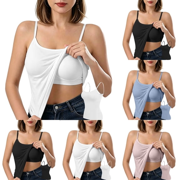 Bixock Women's Maternity Tops Sleeveless Pregnant Cami Tops Crew Neck Soft Breathable Maternity Tank Top with Built In Bra Comfortable Maternity Clothings