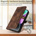 thumbnail image 6 of For iPhone 13 Pro Wallet Case Full Coverage 360° Protection Magnetic Closure Card Slots Kickstand PU Leather Shockproof Dustproof Lightweight Luxury Case for Women or Men,Brown, 6 of 10