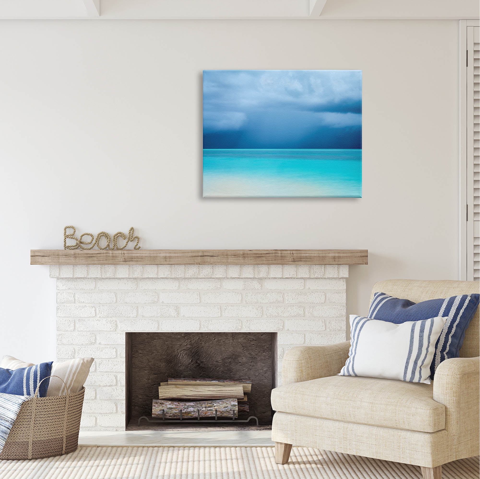 Stupell Industries Turquoise Ocean Landscape Coastal Photography Gallery Wrapped Canvas Print Wall Art