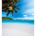 thumbnail image 3 of Tropical Duvet Cover Set, Exotic Beach with White Sand and Palm Tree Green Forest Clear Sky and Clouds, Decorative 3 Piece Bedding Set with 2 Pillow Shams, Queen Size, Blue White Green, by Ambesonne, 3 of 3