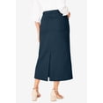 thumbnail image 2 of Jessica London Women's Plus Size Classic Cotton Denim Midi Skirt Pockets Long Jean Skirt, 2 of 6