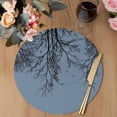 thumbnail image 3 of Blue Black Branches Round 13 Inch Placemats Set of 6, Botanical Dead Tree Birds HeatResistant Non Slip Place Mats for Dining Table, Wipeable Braided Kitchen Table Mats for Housewarming, 3 of 9