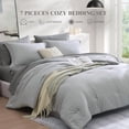 thumbnail image 2 of Twin Comforter Set- 5 Pieces Light Grey Bed in a Bag, All Season Twin XL Bedding Sets with 1 Fitted Sheet, 1 Flat Sheet, 1 Pillow Sham and 1 Pillowcase, 2 of 7