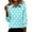 Light Blue, variant on Women's Tops Fashion V Neck 3/4 Sleeve Star Print Blouse with Ribbed Fabric and Flared Sleeves for Casual Elegance