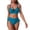 Blue #046, variant on Womens Bikini Sets Two Piece Swimsuits Cross Back Lace Up Cutout Swim Top Drawstring Side Mid Waisted Bottom Blue M