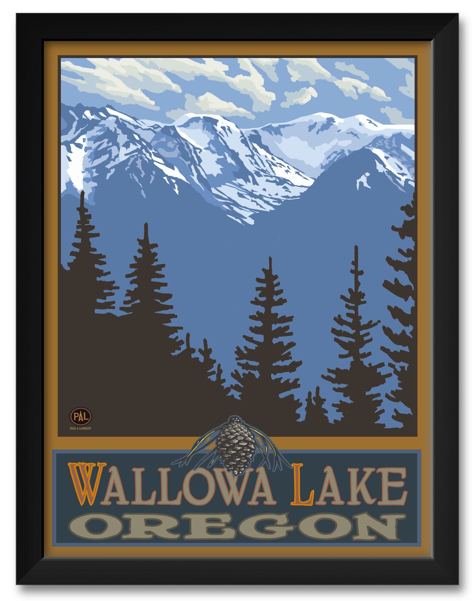 Wallowa Lake Oregon Snowy Mountain Ridges Framed Art Print by Paul A