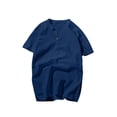 thumbnail image 5 of WRKEKC Mens Short Sleeve Button Down Shirts Solid Color Vintage Button Short Sleeve V-Neck Top Casual Shirt Retro Style Comfortable, 5 of 5