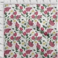 thumbnail image 3 of oneOone Cotton Cambric Medium Pink Fabric Leaves & Tulip Floral Quilting Supplies Print Sewing Fabric By The Yard 56 Inch Wide, 3 of 4