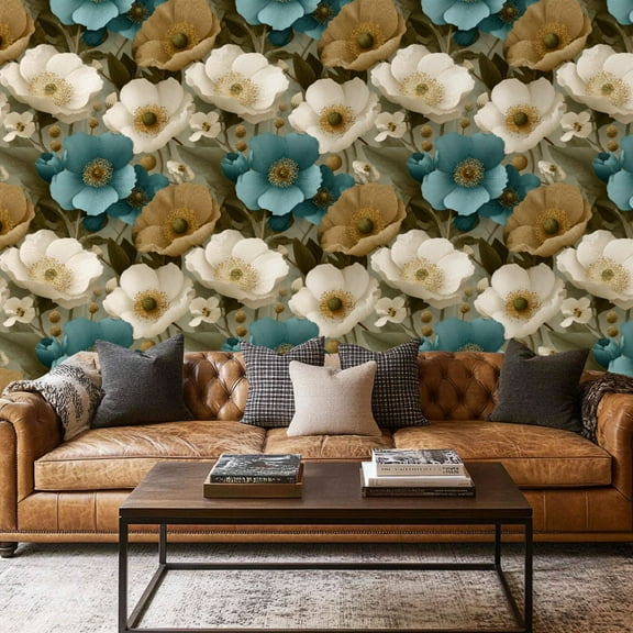 Peel and Stick Wallpaper Contact Paper Floral Vintage Floral Flower Boho Leaf Decorative Roses Hydrangeas Self Adhesive and Removable 17.7in x 118in