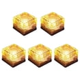 thumbnail image 1 of 5 Pcs Solar Glass Brick Light Ice Cubes Lights LED Landscape Light for Christmas Outdoor Path Road Yard (Warm White), 1 of 5