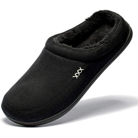 

Men s Warm Memory Foam Suede Plush Shearling Lined Slip on Indoor Outdoor Clog House Slippers