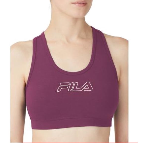 Fila Women's Bloom Logo Pullover Jersey Sports Bra Purple Size 1X
