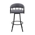 thumbnail image 3 of Palmdale 30" Swivel Slate Gray Faux Leather and Black Metal Bar Stool, 3 of 3