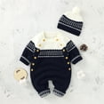 thumbnail image 2 of Generic Girls Warm Blouse Baby Girl Boy Cotton Knitted Sweater Romper Jumpsuit Outfits Hat Set Long Sleeve Cable Knit Sweater Romper Jumpsuit Outfit, 2 of 4
