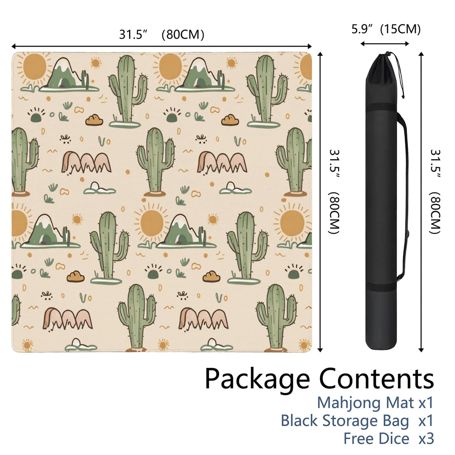 31.5 Inch Plants Inspired Table Mat Constructed from Rubber with Anti-Slip Properties and Noise Reducing Qualities for Mahjong Card Games Board Games Family Gatherings