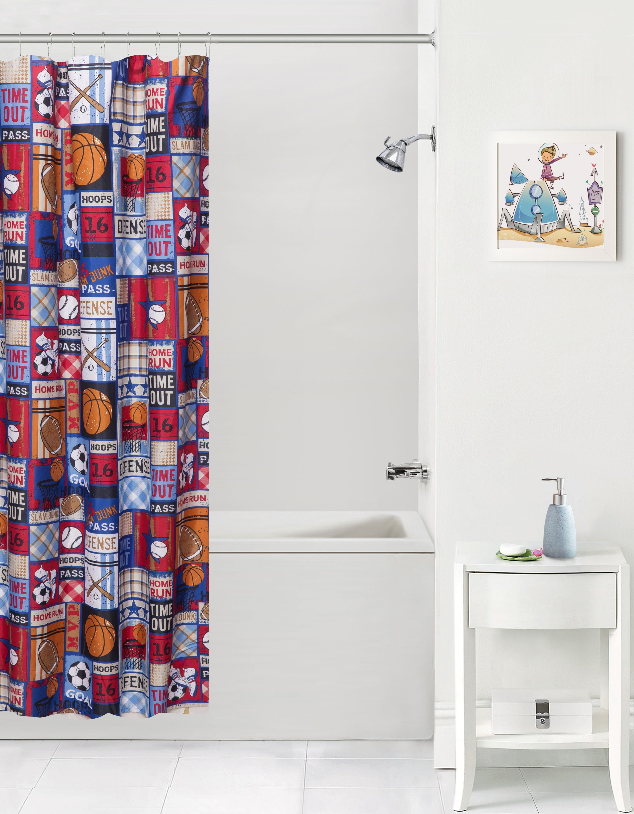 Mainstays Kids Sports Patch Shower Curtain