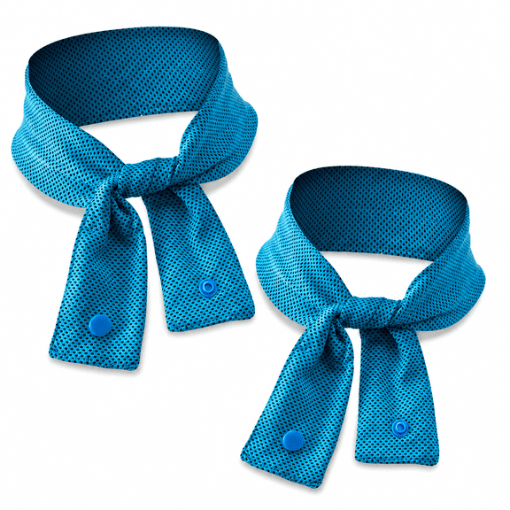 2 Pack Cooling Neck Wraps for Women and Men, Reusable Water-Activated Cooling Scarves with Gel Beads, Adjustable Snap Neck Coolers for Yoga, Running, Workouts and Outdoor Activities, Lake blue