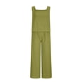 thumbnail image 4 of 2026 ! JINMGG Two Piece Outfits Women, 2026 Fashion Fall Women's 2-piece Casual Suit Linen Shorts Sleeveless Top Vest Sleeveless Crewneck Top/Shirt Suit Green S, 4 of 6