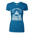 thumbnail image 2 of Dwight Schrute's Gym for Muscles Pop Culture Womens Slim Fit Junior Tee, Turquoise, Small, 2 of 3