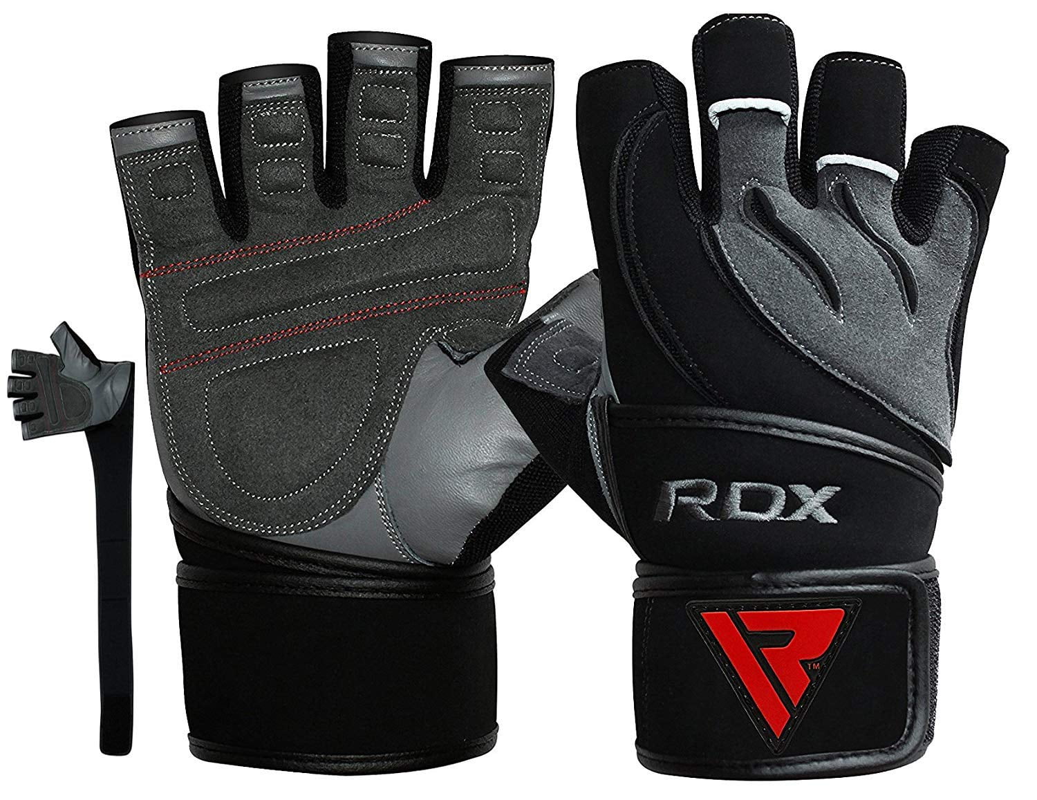 RDX Weight Lifting Gloves for Gym Workout Long Wrist Support Strap with Anti Slip Palm Protection Strength Training Exercise Powerlifting Great Grip for Fitness Weightlifting Bodybuilding 