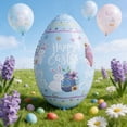 thumbnail image 7 of HOARBOEG Easter Inflatable Egg, PVC Blow Up Outdoor Yard Decor for Patio Garden, Blue Easter Inflatables Holiday Party Decoration, Easy to Inflate & Store, 7 of 7