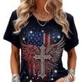 thumbnail image 3 of SCSAlgin American Flag Shirt Women 4th of July T-Shirt Patriotic Shirt Independence Day Stars Short Sleeve Tops, 3 of 4