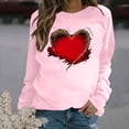 thumbnail image 2 of Valentines Shirts for Women Trendy Funny Heart Print Long Sleeve Tunic Tops Crew Neck Casual Loose Pullover Sweatshirts(Pink,XL), 2 of 4