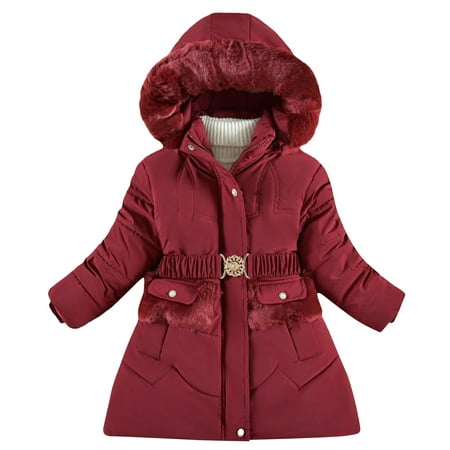 

XJDJHC Baby Winter Puffer Coat Toddler Girl Mid-Length Sequin Butterflies Thickened Hooded Padded Jackets Childrens Zip Up Winter Fashion Outerwear 6-7 Years