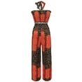 thumbnail image 6 of Liacowi 2Pcs Women Summer Outfits Leopard Patchwork Sleeveless Off-shoulder Tops and Loose Beach Wide Leg Pants, 6 of 9