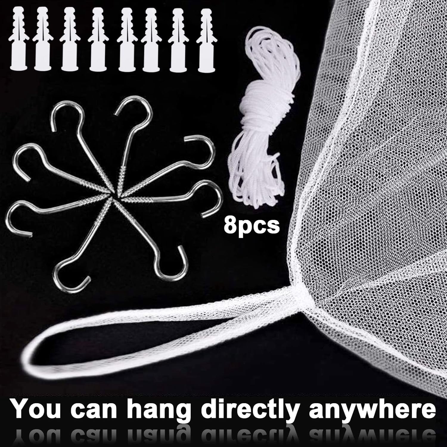 Square Bed Canopy Set, Decorative Elegant Bed Net Four Corner Post Canopy, Quick And Easy Installation For Single And Double Beds, White, 210 X 190 X 240 Cm