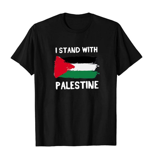 Camiseta Palestina Libre Color Sólido Camiseta Básica Cuello Redondo Niño Aldult Ropa