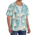 thumbnail image 2 of Fotbe White Geese and Flower Camisa Estampada de Manga Corta para Hombre, Casual de Verano, Estilo Playero, Sin Arrugas-Medium, 2 of 5