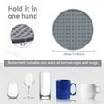 thumbnail image 5 of Set of 6 Silicone Drink Coasters with Metal Holder – 4" Round Heat Resistant Non-Slip Pads for Mugs, Cups, Table, Desk, Office, Bar (Gray), 5 of 6